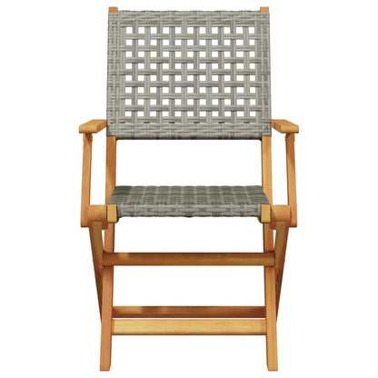 vidaXL 5 Piece Garden Dining Set Grey Poly Rattan and Solid Wood
