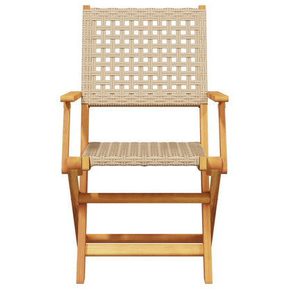 vidaXL 5 Piece Garden Dining Set Beige Poly Rattan and Solid Wood