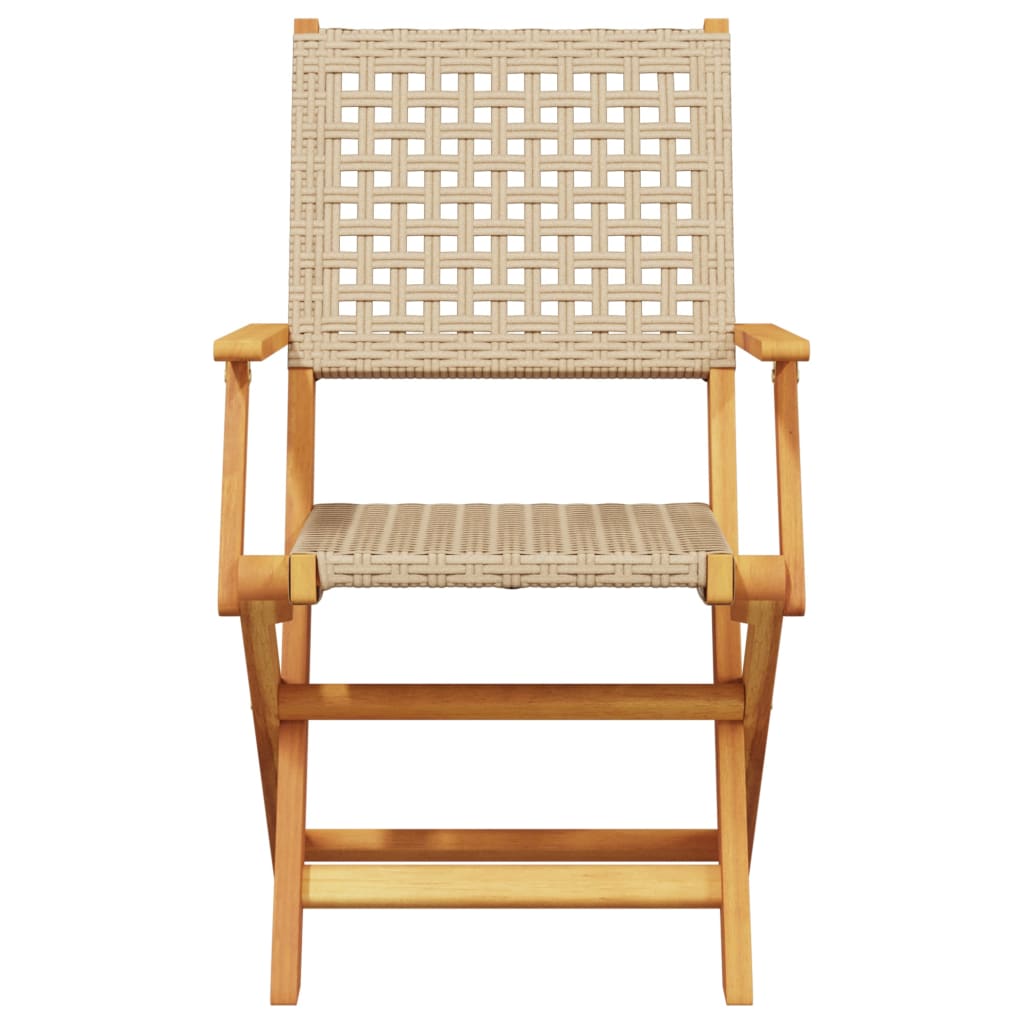 vidaXL 5 Piece Garden Dining Set Beige Poly Rattan and Solid Wood