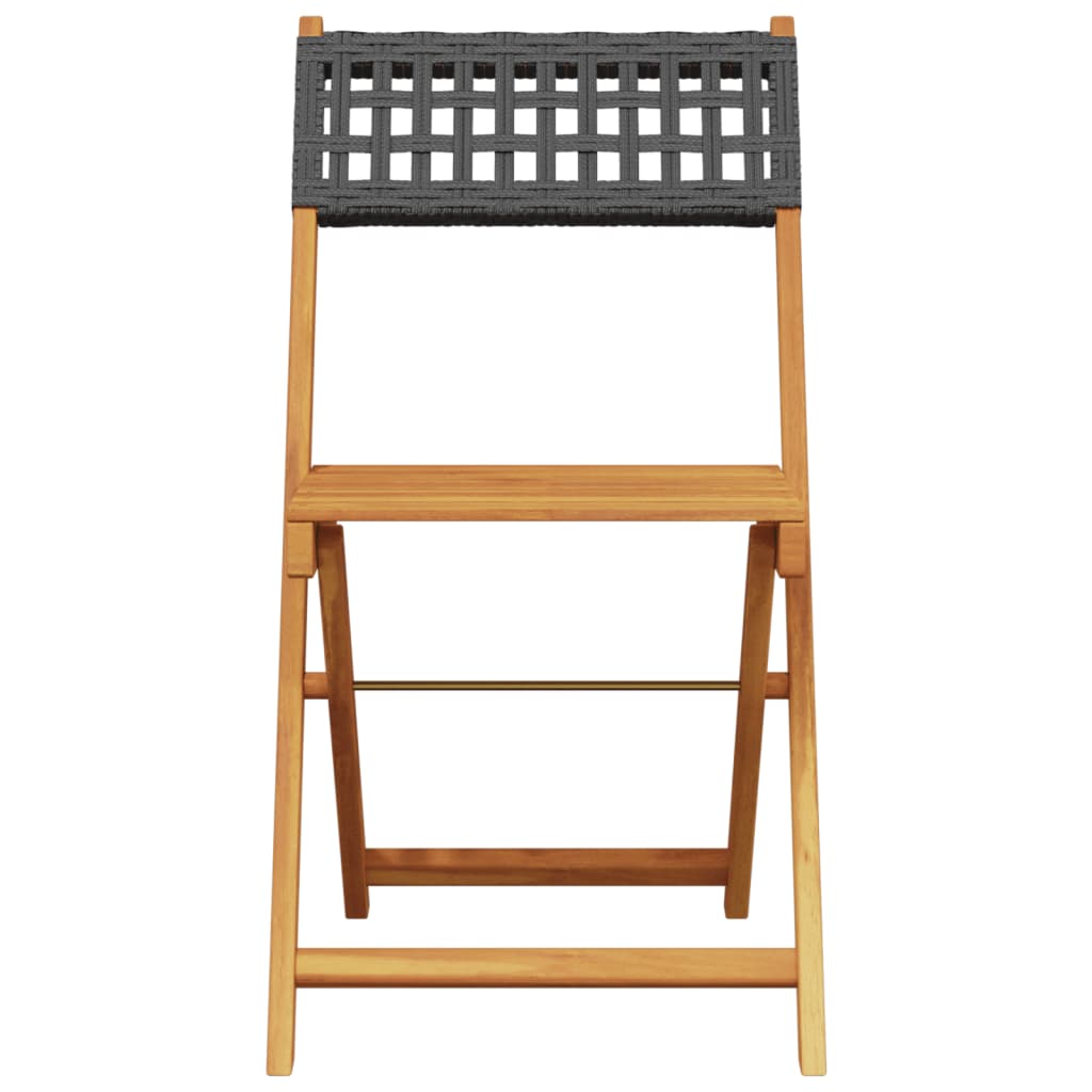 vidaXL Bistro Set | Black | Solid Acacia wood, Poly Rattan | Medium | Foldable