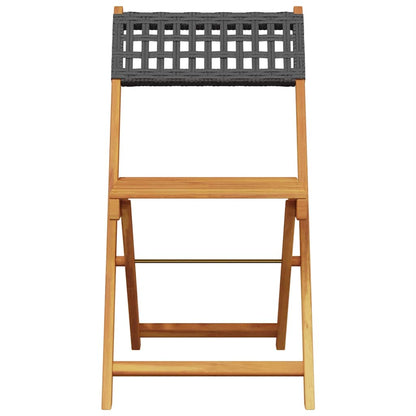 vidaXL 3 Piece Bistro Set Black Poly Rattan and Solid Wood