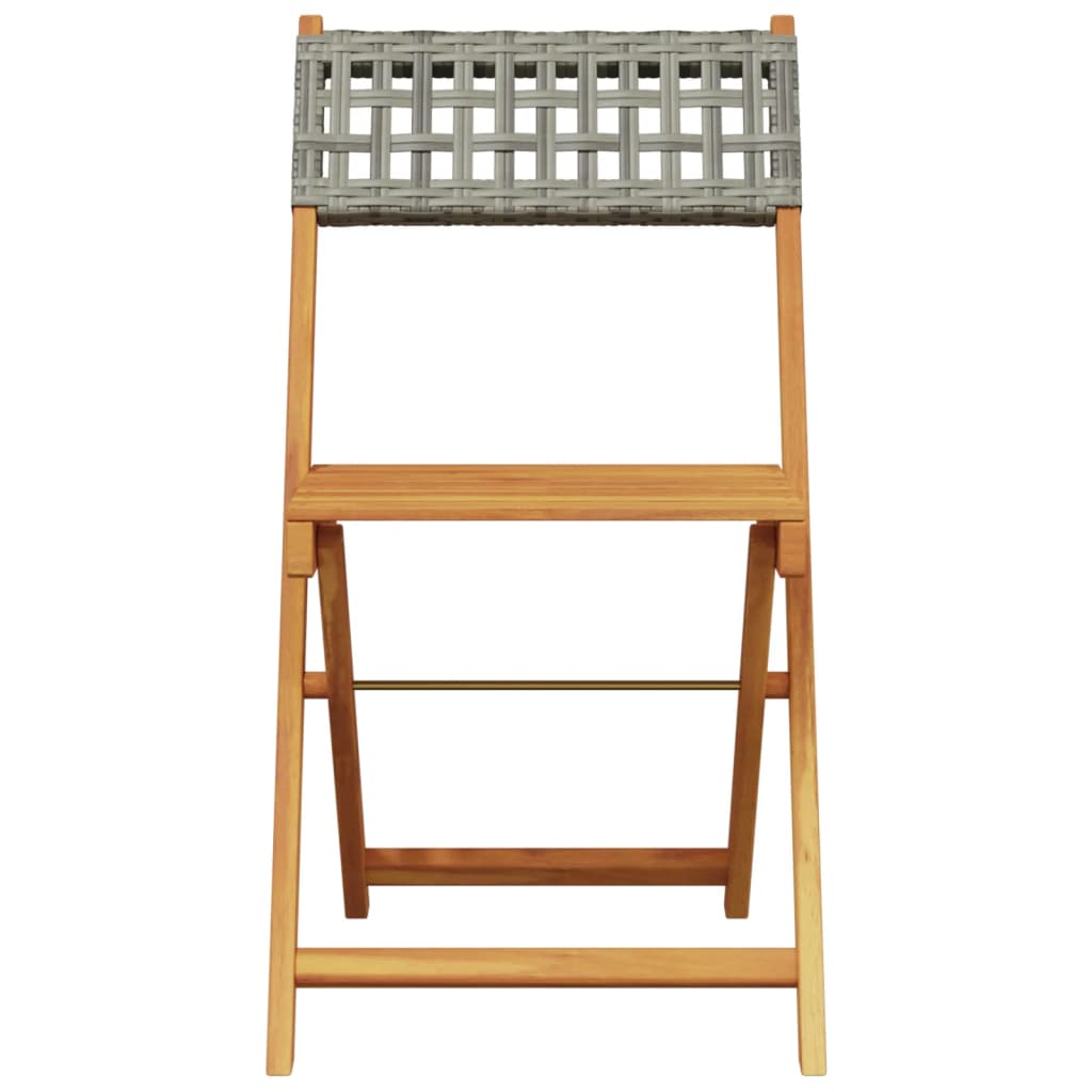 vidaXL Bistro Set | Grey | Solid acacia wood, PE rattan | Compact | Collapsible