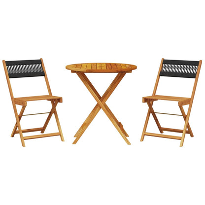 vidaXL Bistro Set | Black | Solid acacia wood and polypropylene | Small