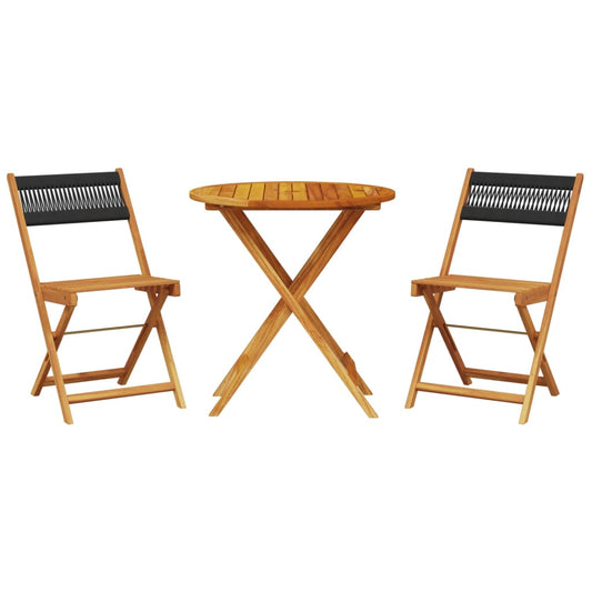 vidaXL Bistro Set | Black | Solid acacia wood and polypropylene | Small