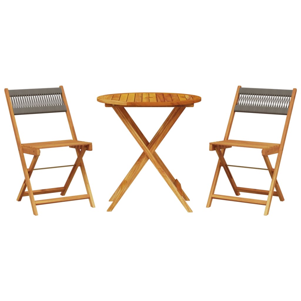 vidaXL Bistro Set | Grey | Solid acacia wood and polypropylene | Medium