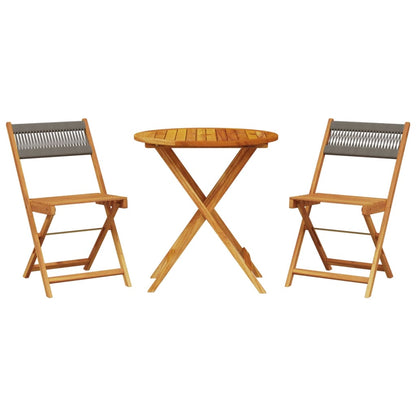 vidaXL Bistro Set | Grey | Solid acacia wood and polypropylene | Medium