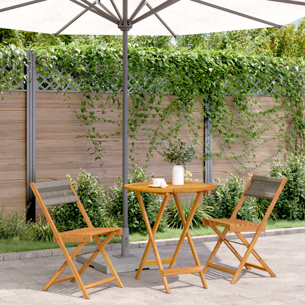 vidaXL Bistro Set | Grey | Solid acacia wood and polypropylene | Medium