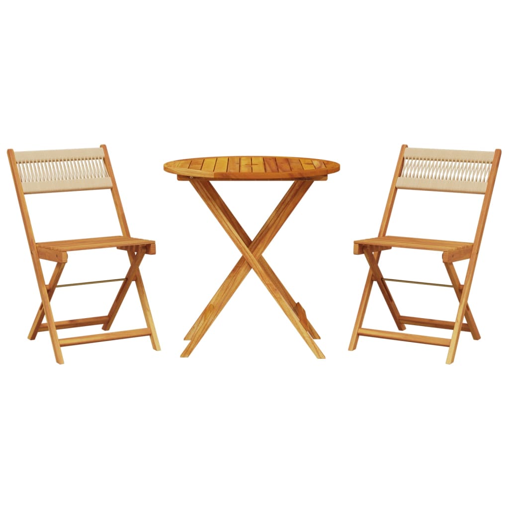 vidaXL Bistro Set | Beige | Solid acacia wood with an oil finish, Polypropylene