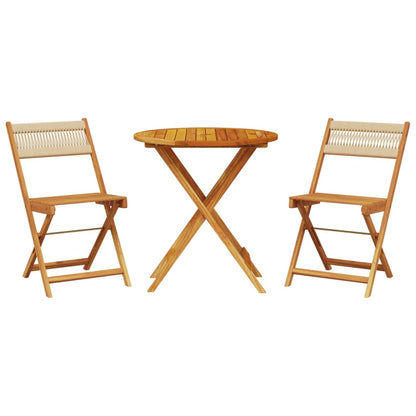 vidaXL Bistro Set | Beige | Solid acacia wood with an oil finish, Polypropylene
