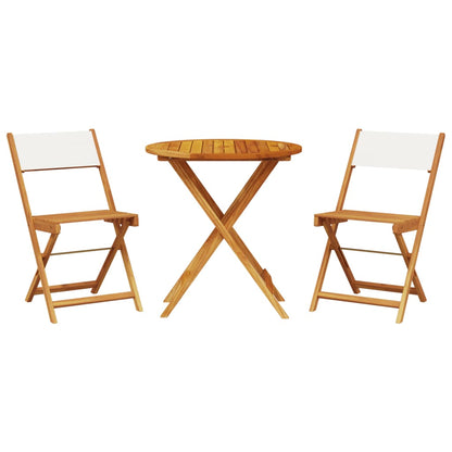 vidaXL Bistro Set | Cream White | Solid Acacia wood, Polyester fabric | 3 Piece