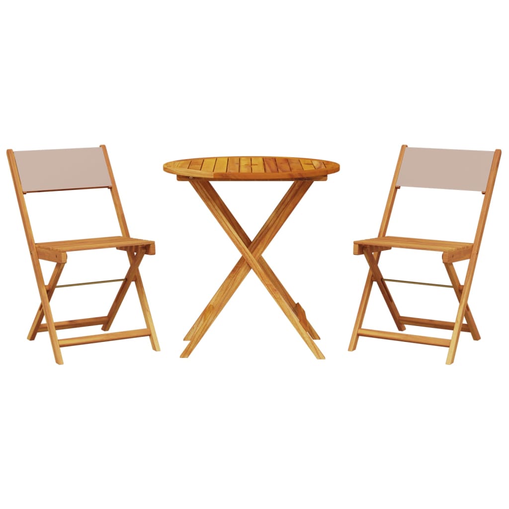 vidaXL Bistro Set | Taupe, Wood | Solid acacia wood, polyester fabric | Medium