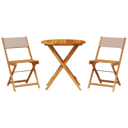 vidaXL Bistro Set | Taupe, Wood | Solid acacia wood, polyester fabric | Medium