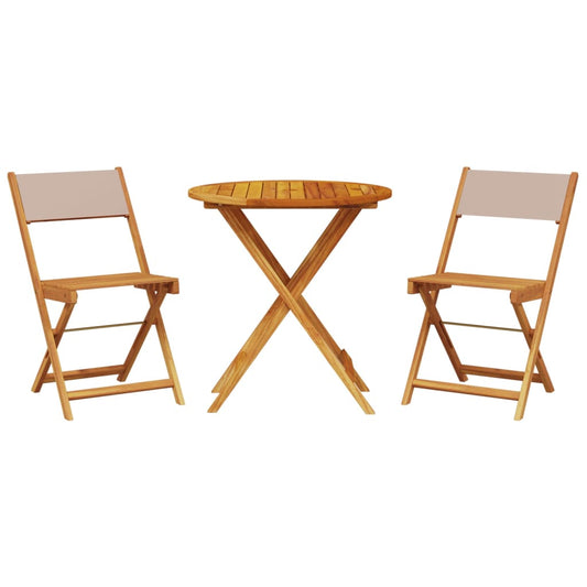 vidaXL Bistro Set | Taupe, Wood | Solid acacia wood, polyester fabric | Medium