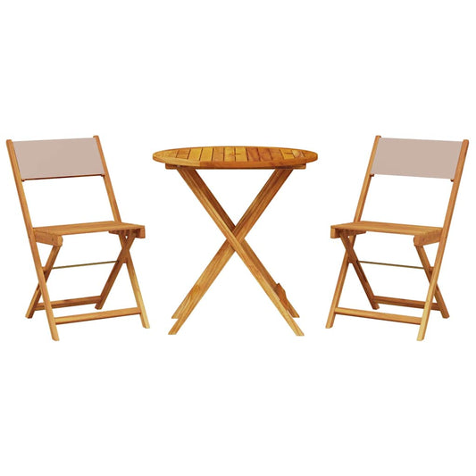 vidaXL Bistro Set | Taupe, Wood | Solid acacia wood, polyester fabric | Medium