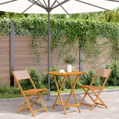 vidaXL Bistro Set | Taupe, Wood | Solid acacia wood, polyester fabric | Medium
