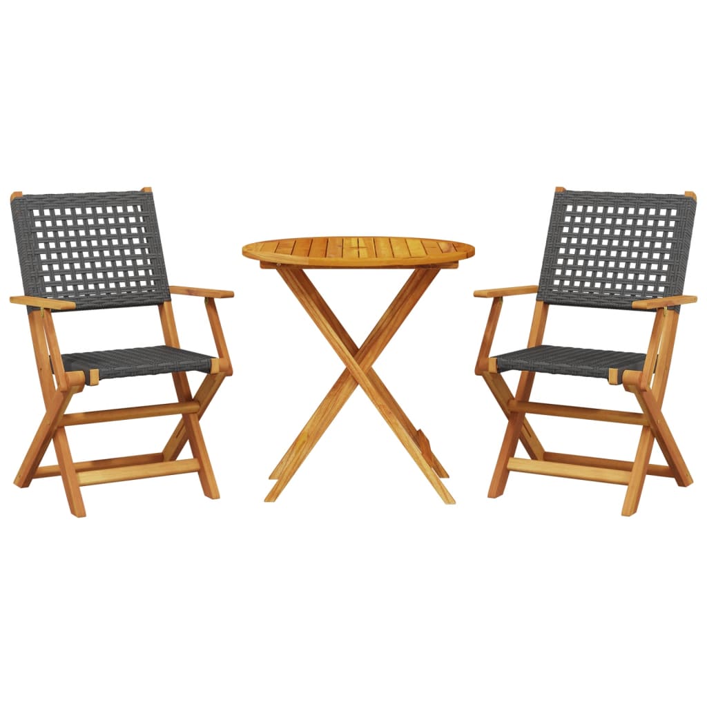 vidaXL Bistro Set | Black | Solid acacia wood | Compact | Foldable | Bistro Set
