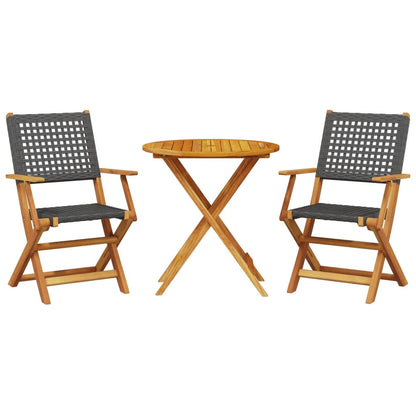 vidaXL Bistro Set | Black | Solid acacia wood | Compact | Foldable | Bistro Set