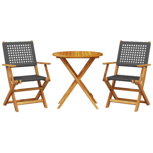 vidaXL Bistro Set | Black | Solid acacia wood | Compact | Foldable | Bistro Set