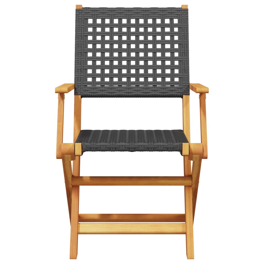 vidaXL Bistro Set | Black | Solid acacia wood | Compact | Foldable | Bistro Set