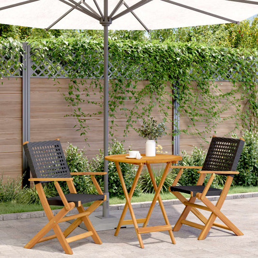 vidaXL Bistro Set | Black | Solid acacia wood | Compact | Foldable | Bistro Set