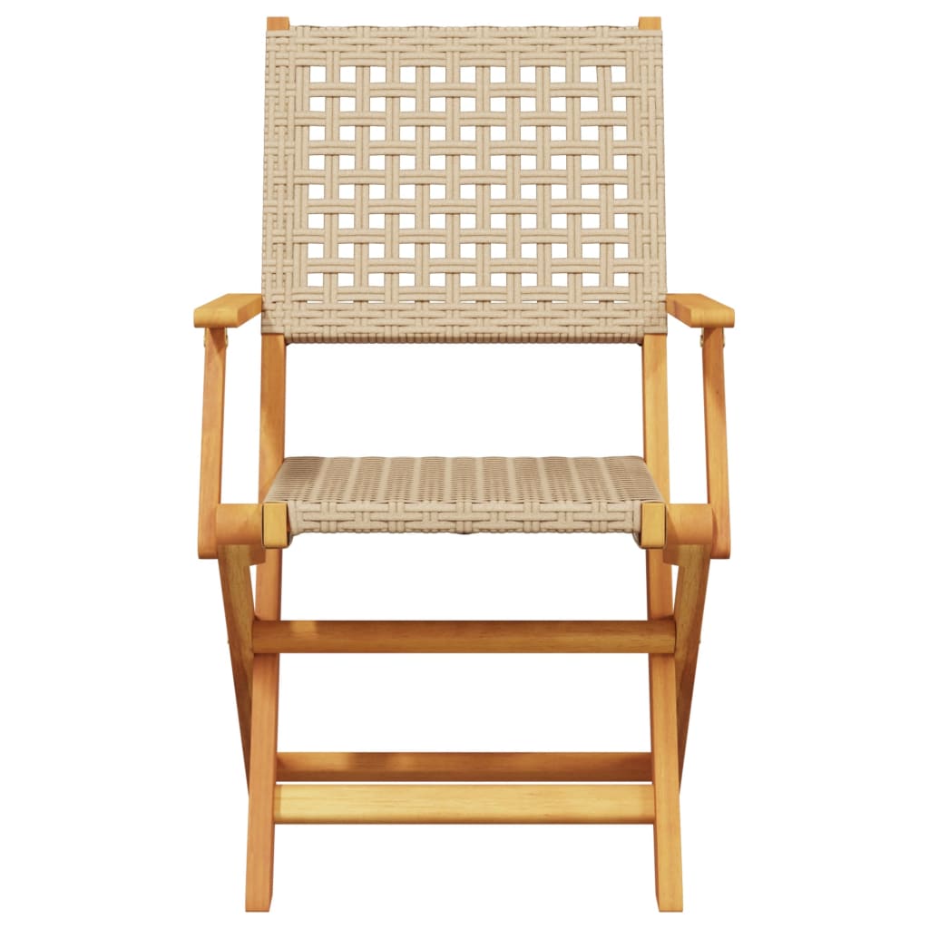 vidaXL Bistro Set | Beige, Brown | Solid Acacia wood, PE rattan | Small