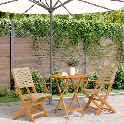 vidaXL Bistro Set | Beige, Brown | Solid Acacia wood, PE rattan | Small