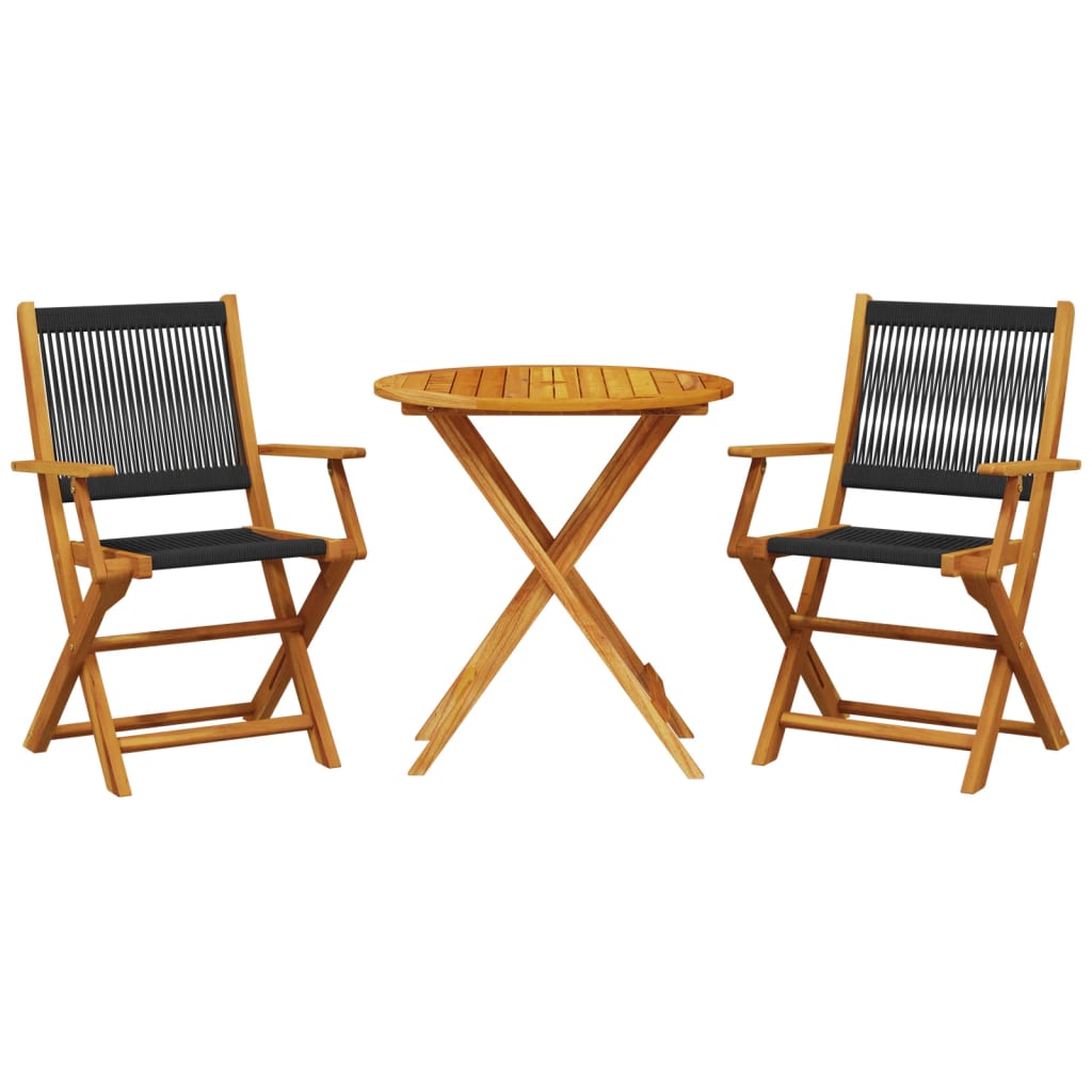 vidaXL Bistro Set | Black | Solid Acacia wood, Polypropylene | Compact