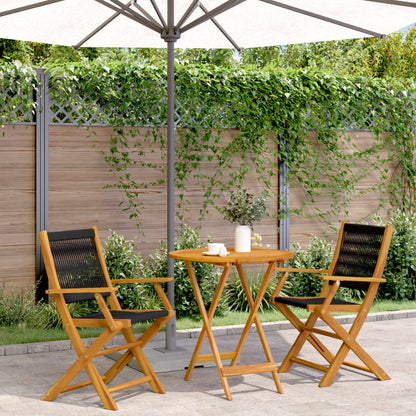 vidaXL Bistro Set | Black | Solid Acacia wood, Polypropylene | Compact