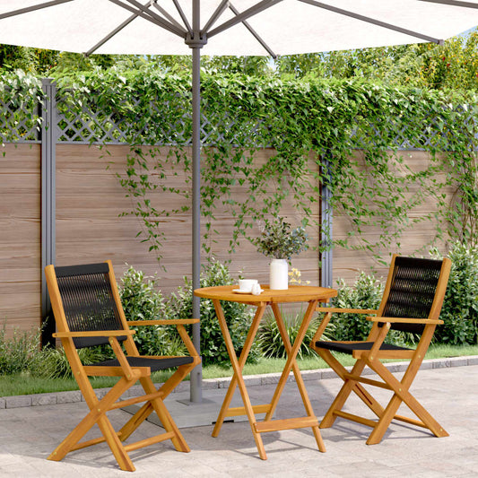 vidaXL Bistro Set | Black | Solid Acacia wood, Polypropylene | Compact