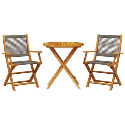 vidaXL Bistro Set | Grey, Natural Wood | Solid acacia wood, Polypropylene