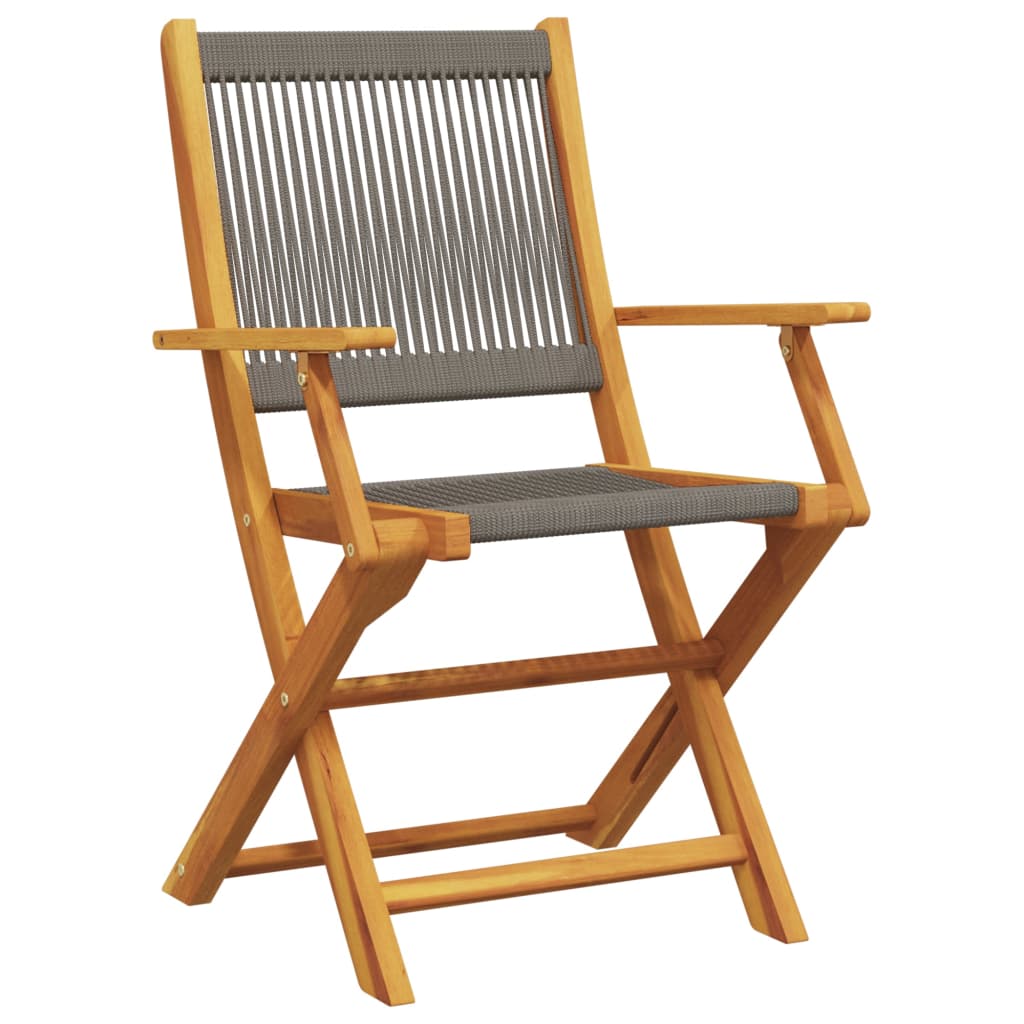 vidaXL Bistro Set | Grey, Natural Wood | Solid acacia wood, Polypropylene