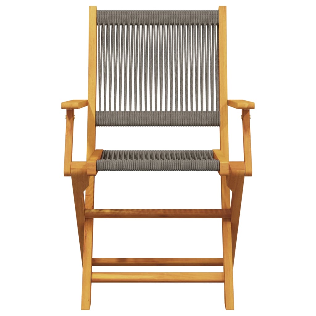 vidaXL Bistro Set | Grey, Natural Wood | Solid acacia wood, Polypropylene