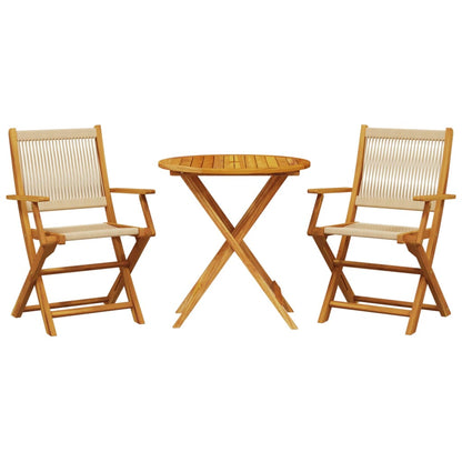 vidaXL Bistro Set | Beige | Solid acacia wood, Polypropylene | Medium | Foldable