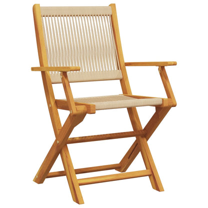 vidaXL Bistro Set | Beige | Solid acacia wood, Polypropylene | Medium | Foldable