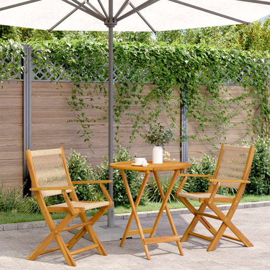 vidaXL Bistro Set | Beige | Solid acacia wood, Polypropylene | Medium | Foldable