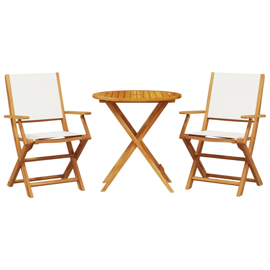 vidaXL Bistro Set | Cream White | Solid acacia wood | Compact | Foldable