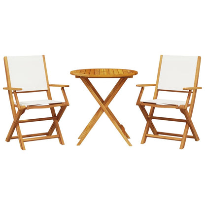 vidaXL Bistro Set | Cream White | Solid acacia wood | Compact | Foldable