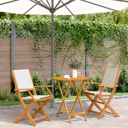 vidaXL Bistro Set | Cream White | Solid acacia wood | Compact | Foldable