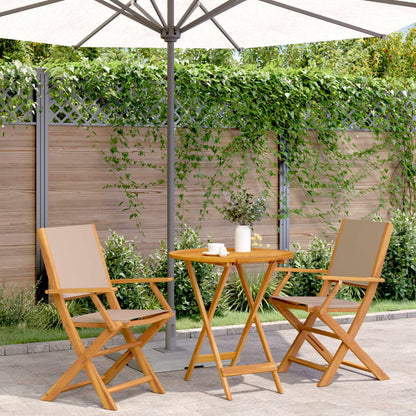 vidaXL Bistro Set | Taupe | Solid Acacia wood | 2-Seater | Foldable | Bistro Set