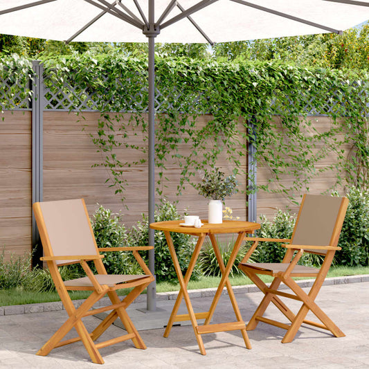 vidaXL Bistro Set | Taupe | Solid Acacia wood | 2-Seater | Foldable | Bistro Set