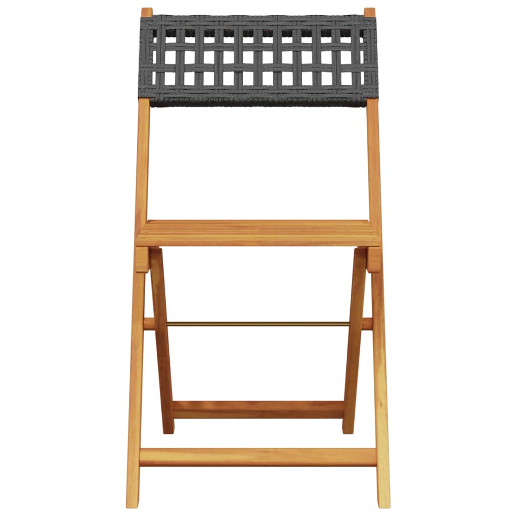vidaXL Bistro Set | Black | Solid acacia wood | Compact | Foldable | Bistro Set