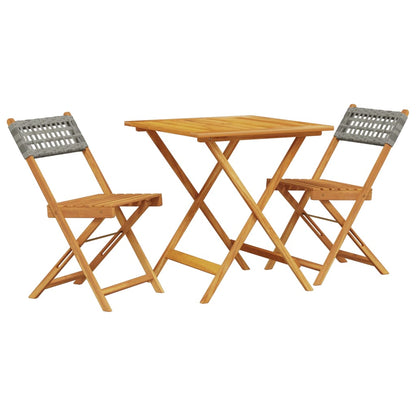 vidaXL Bistro Set | Grey | Solid acacia wood | Compact | Collapsible