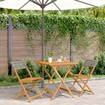vidaXL Bistro Set | Grey | Solid acacia wood | Compact | Collapsible