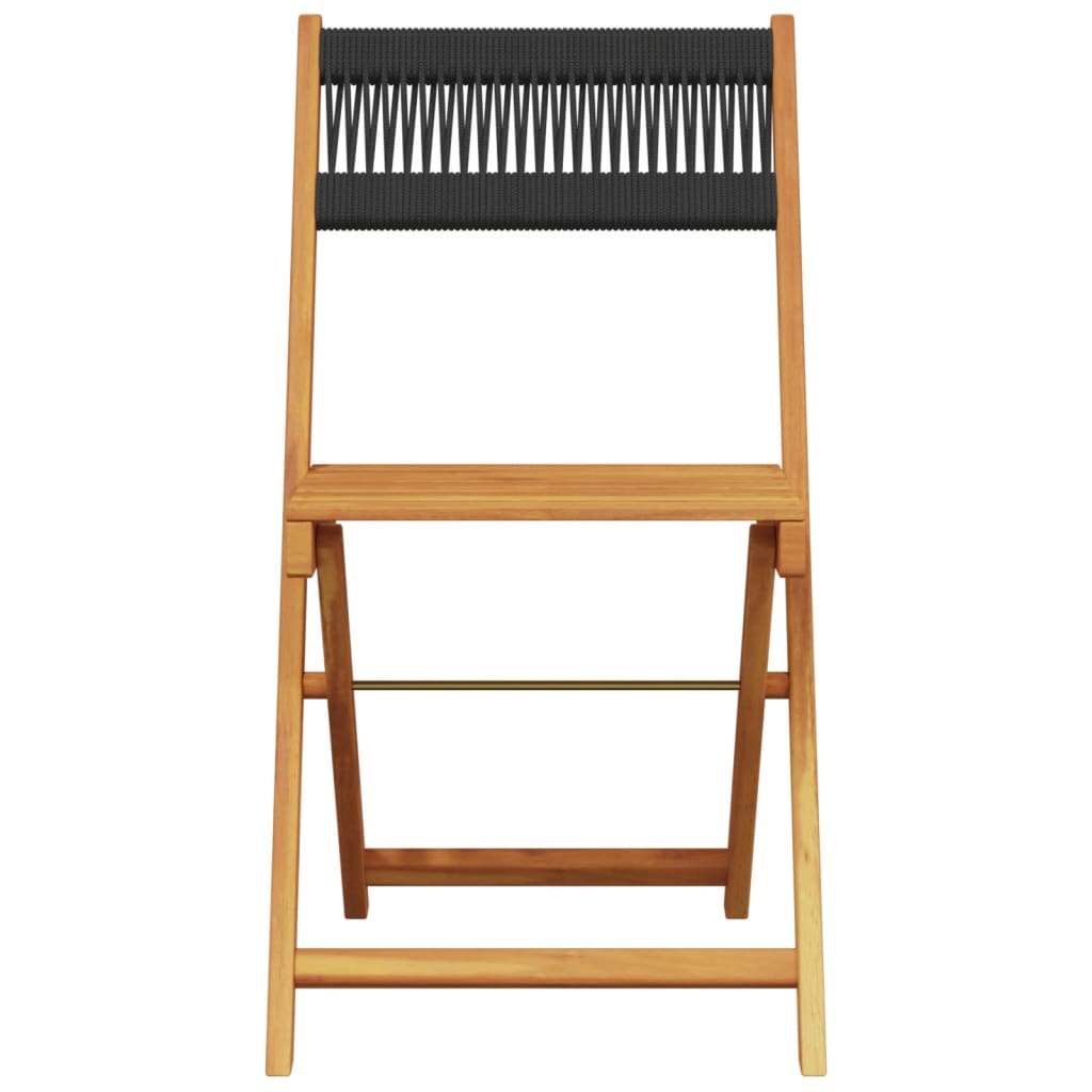 vidaXL Bistro Set | Black with wooden finish | Solid acacia wood, polypropylene