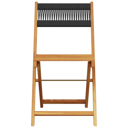 vidaXL Bistro Set | Black with wooden finish | Solid acacia wood, polypropylene