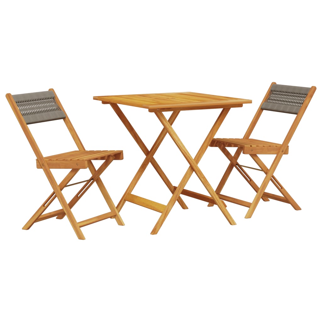 vidaXL Bistro Set | Grey | Solid acacia wood, Polypropylene | Foldable