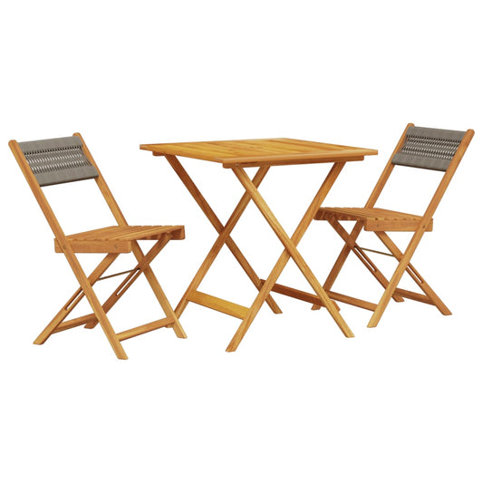 vidaXL Bistro Set | Grey | Solid acacia wood, Polypropylene | Foldable