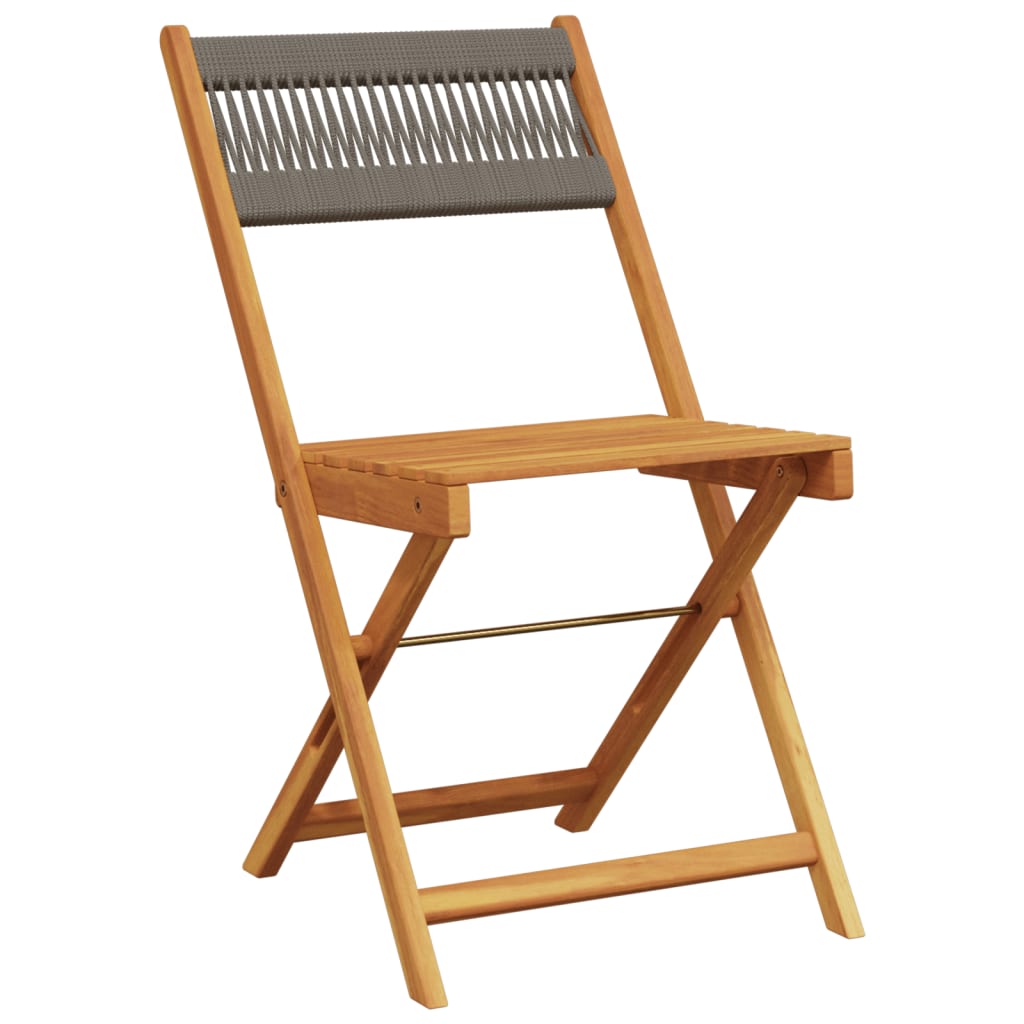 vidaXL Bistro Set | Grey | Solid acacia wood, Polypropylene | Foldable