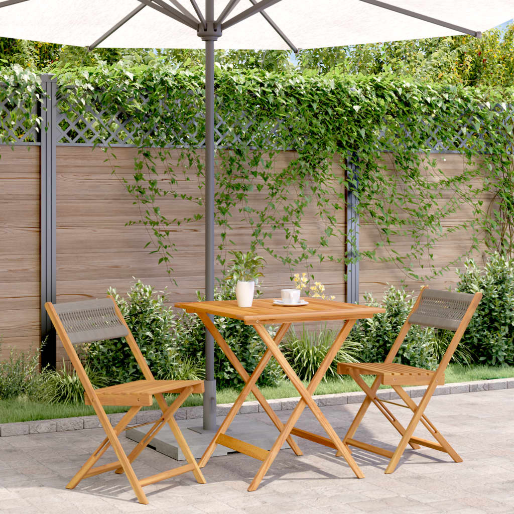 vidaXL Bistro Set | Grey | Solid acacia wood, Polypropylene | Foldable