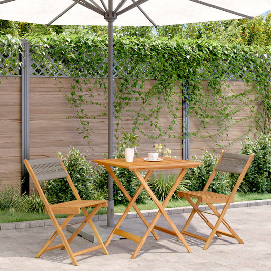 vidaXL Bistro Set | Grey | Solid acacia wood, Polypropylene | Foldable